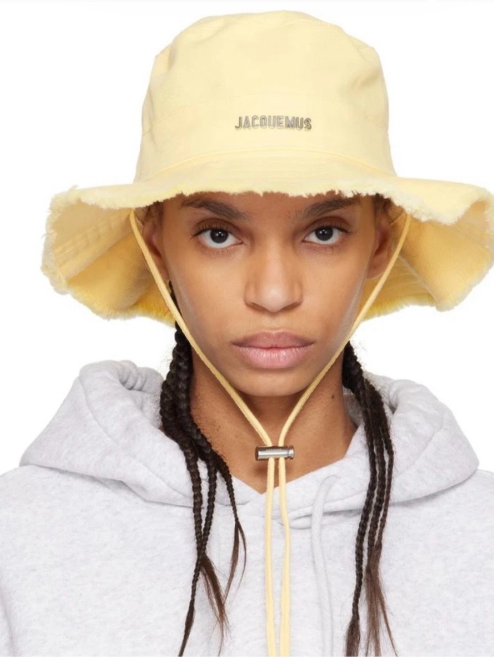 Jacquemus Kids Pale Yellow Ruffle Brim Sun Hat